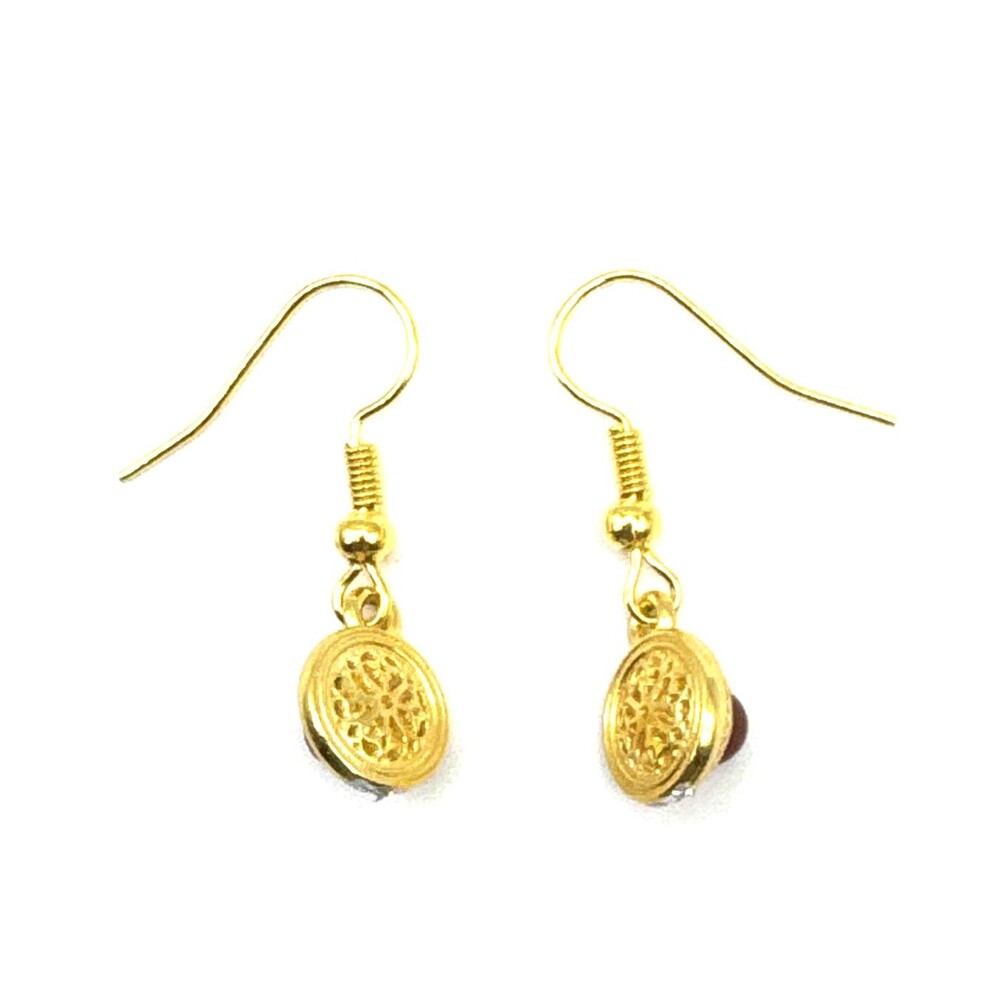 Brighton Ferrara Petite Small Gold Deco Two-Sided Custom Dangle Earrings